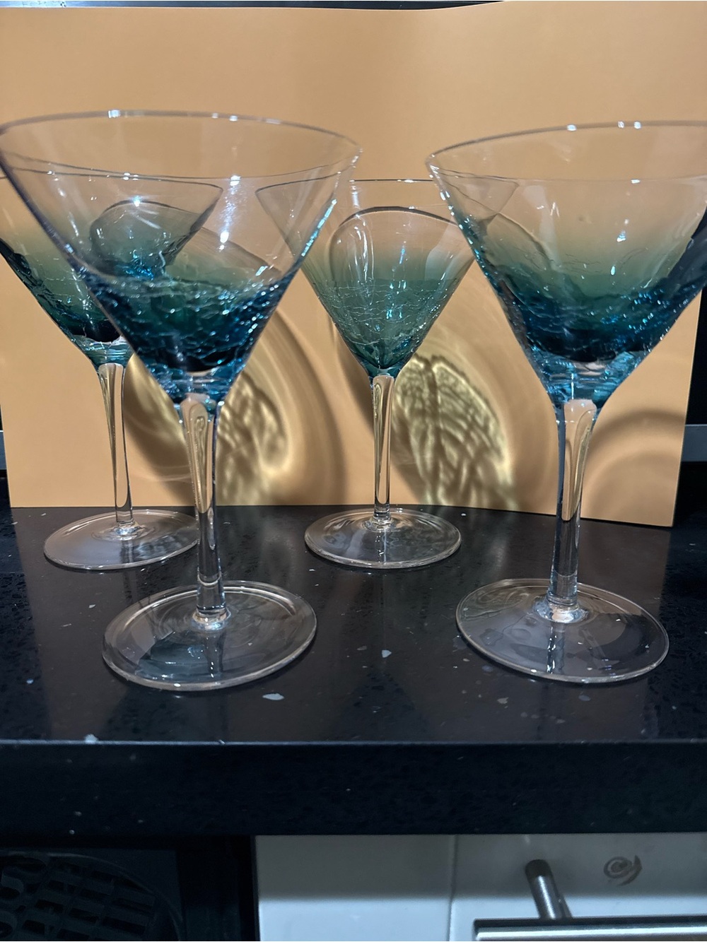 Pier 1 Teal Ombre Martini Glasses - 7 1/2” - Set of 4